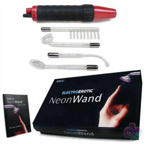 Kinklab Sex Toys - Neon Wand Electrosex Kit - Red and Black Handle  Red Electrode