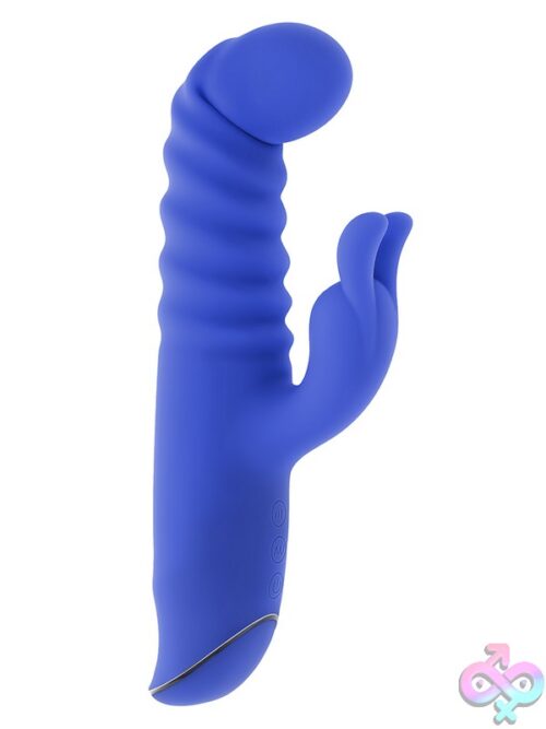 Knock Knock Ribbed Rabbit Vibrator In Blue By Evolved Novelties - Image 2