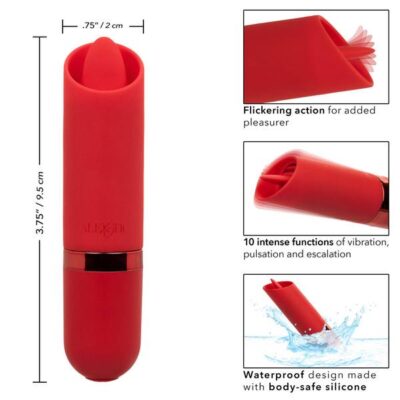 Kyst Flicker Red compact bullet vibrator by CalExotics with flickering tongue tip