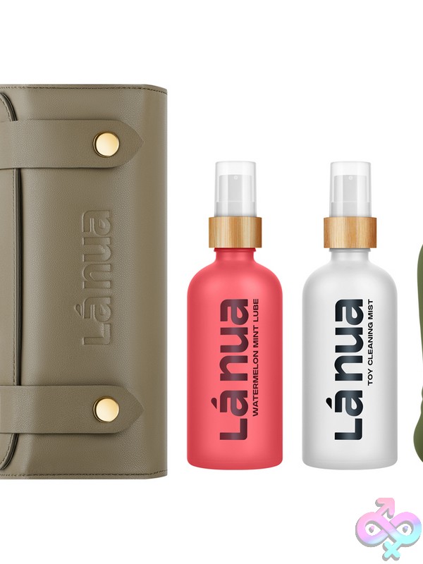 Discreet-Toys-La-Nua-Gift-Bag-3-Nu-Ln-Gb-Wm Watermelon Mint Couples Gift Set With Green Silicone Bullet Vibrator, Toy Cleaner And Lubricant By La Nua