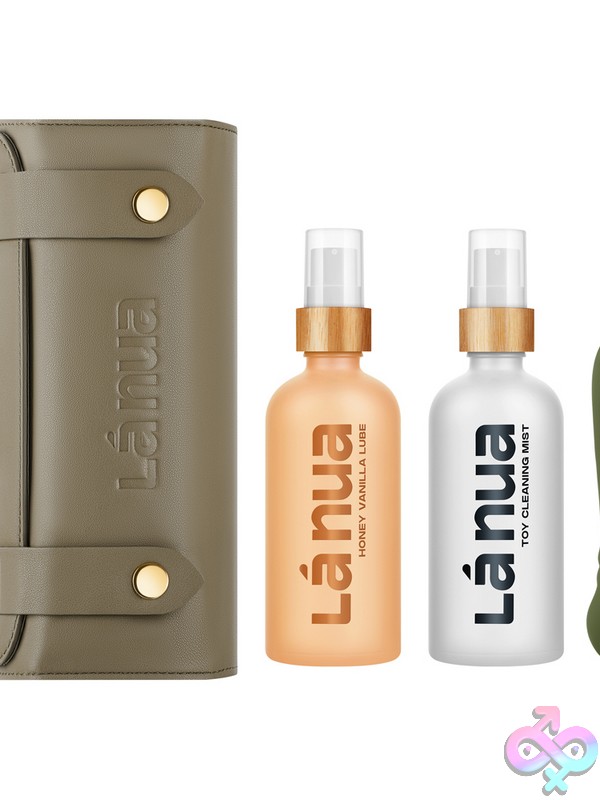 Discreet-Toys-La-Nua-Gift-Bag-4-Nu-Ln-Gb-Hv La Nua Honey Vanilla Gift Set With Green Silicone Bullet Vibrator, Toy Cleaner, And Water-Based Lubricant By La Nua