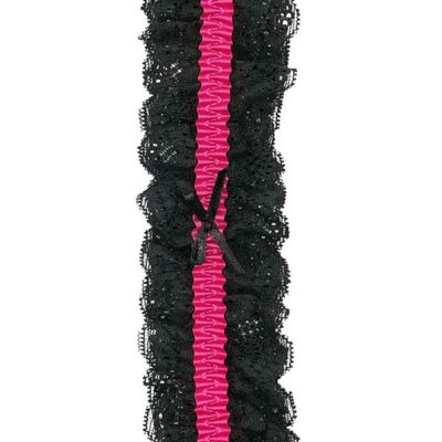 Lace Leg Garter Black Hot Pink One-Size by Popsi Lingerie