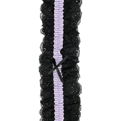 Black lilac lace garter by Popsi Lingerie — one-size soft lace with bow detail