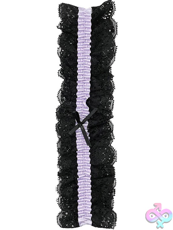 Discreet-Toys-Lace-Garter-Black-Lilac-O-S-Nu-Pop-117-Bk-Ll-Os Black Lilac Lace Garter By Popsi Lingerie — One-Size Soft Lace With Bow Detail