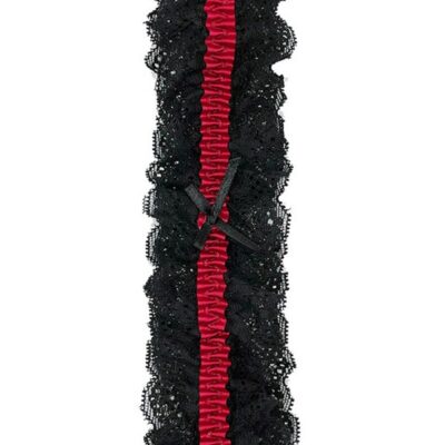 Black and red lace garter with bow detail by Popsi Lingerie