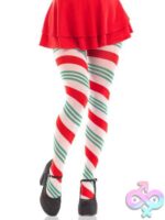 Lane Holiday Ribbon Striped Tights - Green/red