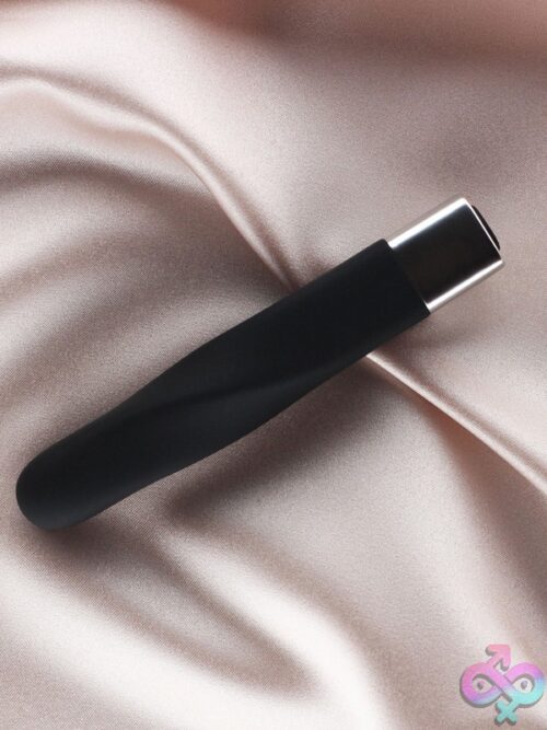 Layla 10-Mode Silicone Twist Bullet Vibrator With Flexible Tip Shown In Black And Red