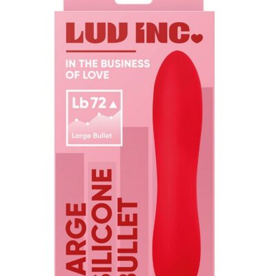 Large red silicone bullet vibrator with 10 modes by Luv Inc