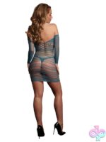Le Désir Long-Sleeved Net Mini Dress Blue - Image 3