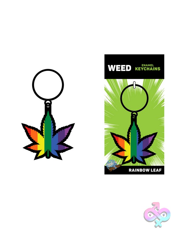 Discreet-Toys-Leaf-Rainbow-Keychain-Nu-Key-031 Pride Rainbow Enamel Leaf Keychain In Multi-Color Metal Finish By Wood Rocket