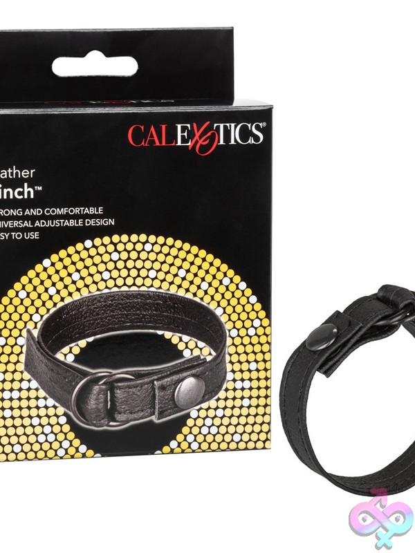 Discreet-Toys-Leather-Cinch-Black-Nu-Se-1409-03-3 Adjustable Black Genuine Leather Erection Enhancer With Metal D-Rings And Nickel-Free Snaps By California Exotic Novelties