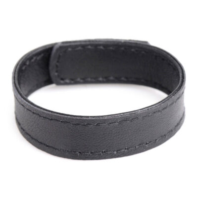 Leather and Velcro Cock Ring Black by XR Brands — adjustable strap with velcro closure