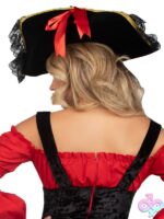 Womens Swashbuckler Hat Lace Trim and Satin Bows