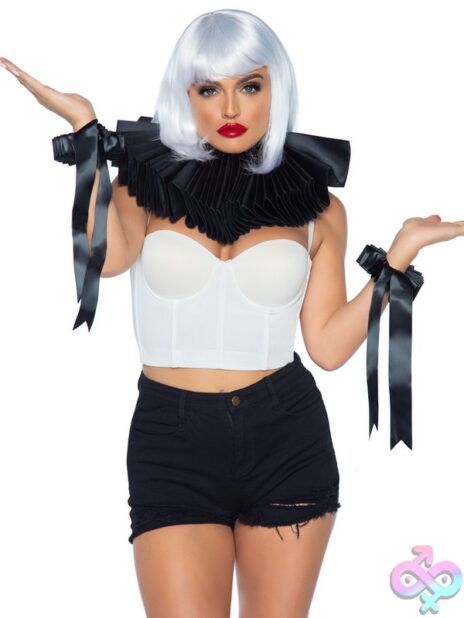 Wrist Cuffs 2 Piece Deluxe Ruffle Neck Piece and Wrist Cuffs by Leg Avenue