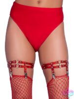 Thigh-High Garter Suspender Mini Hearts dual strap iridescent studded by Leg Avenue