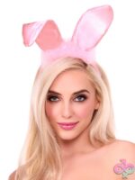 Bendable Marabou Trimmed Satin Bunny Ears by Leg Avenue lingerie accessory