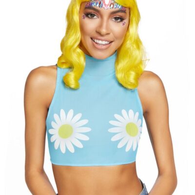 Daisy High Neck Mesh Crop Top Zipper Back by Leg Avenue lingerie