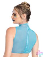 Daisy High Neck Mesh Crop Top Zipper Back