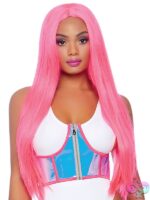 Holographic Vinyl Zipper Front Under Bust Cincher by Leg Avenue