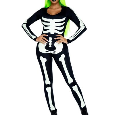 Spandex Printed Glow in the Dark Skeleton Catsuit