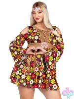Plus Size 2 Pc Starflower Hippie Costume by Leg Avenue — hippie costume front view