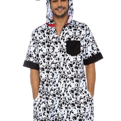 Mens 1 Pc Dalmatian Dog Costume by Leg Avenue — spotted print bodysuit with costume accessories