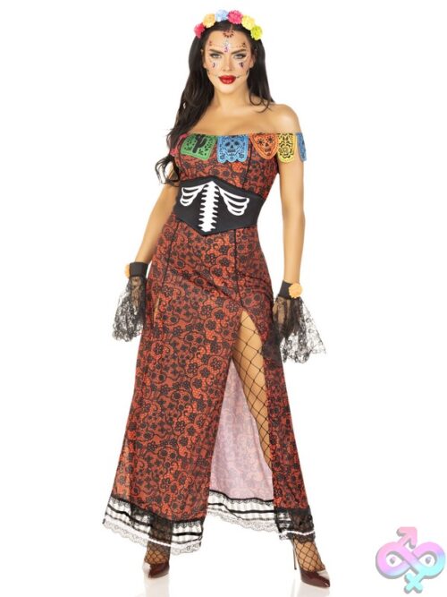 5 Piece Deluxe Day Of The Dead Beauty Costume