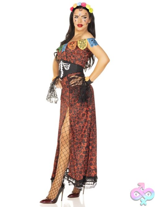 5 Piece Deluxe Day Of The Dead Beauty Costume