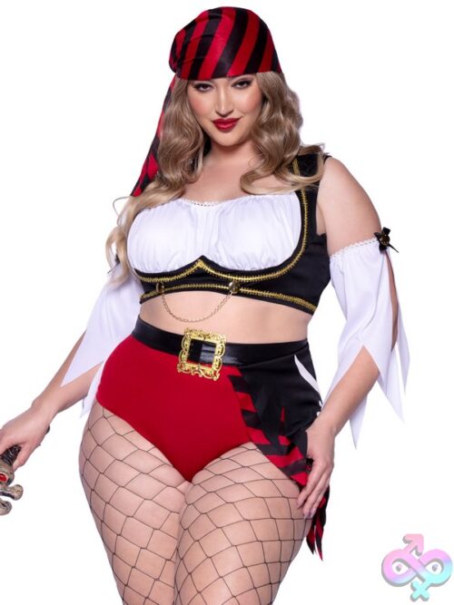 Plus Size 4 Pc Wicked Pirate Wench Costume By Leg Avenue — Wench Costume Front View