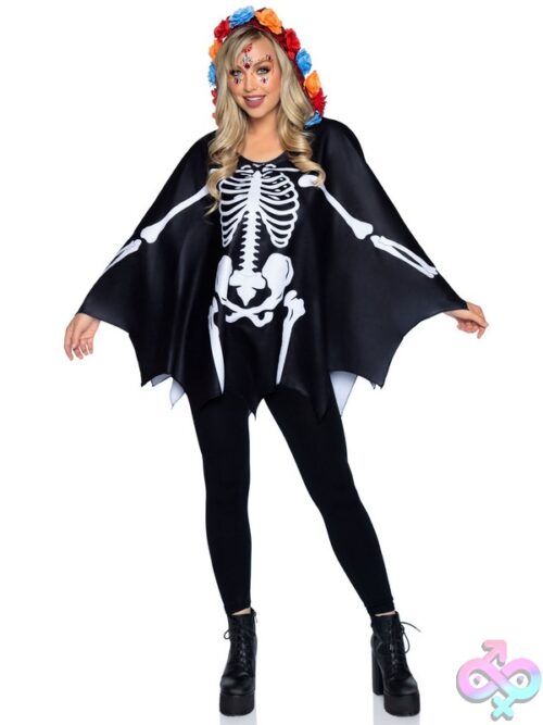1 Piece Day Of The Dead Poncho Costume