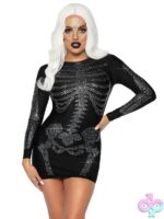 Skeleton Dress 1 Piece Spandex Rhinestone Skeleton Dress Costume by Leg Avenue