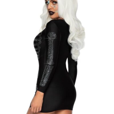 1 Piece Spandex Rhinestone Skeleton Dress Costume