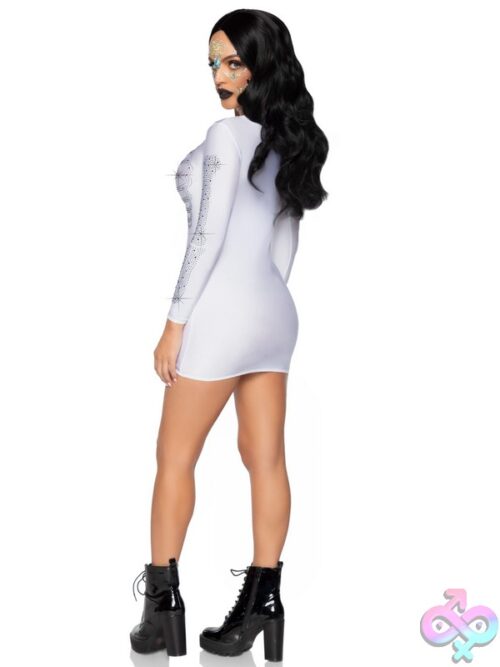 1 Piece Spandex Rhinestone Skeleton Dress Costume