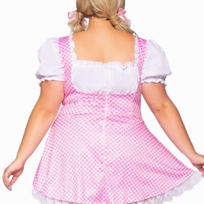 Plus Size Gingham Dress Lace Up Front and Attached Apron