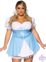 Plus Size Gingham Dress Lace Up Front and Split Skirt Accent by Leg Avenue
