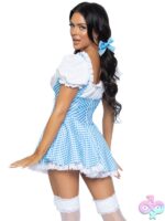 Gingham Dress Lace Up Front and Split Skirt Accent
