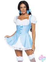 Gingham Dress Lace Up Front and Split Skirt Accent