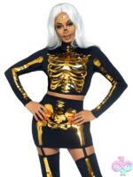 2 Piece Golden Skeleton Costume by Leg Avenue — front view on white background