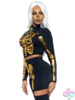 2 Piece Golden Skeleton Costume
