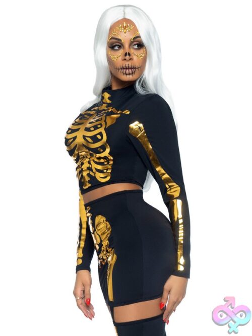 2 Piece Golden Skeleton Costume