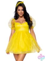 Frosted Organza Babydoll Dress Ruffled Sweetheart Neckline and Puff Sleeves