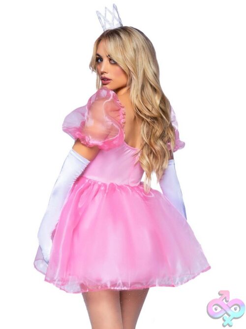 Frosted Organza Babydoll Dress Ruffled Sweetheart Neckline And Puff Sleeves
