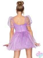 Frosted Organza Babydoll Dress Ruffled Sweetheart Neckline and Puff Sleeves