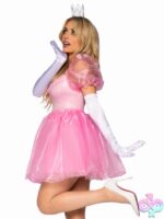 Frosted Organza Babydoll Dress Ruffled Sweetheart Neckline and Puff Sleeves