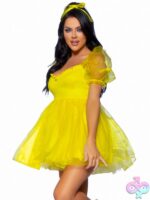 Frosted Organza Babydoll Dress Ruffled Sweetheart Neckline and Puff Sleeves