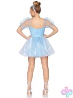 Frosted Organza Babydoll Dress Ruffled Sweetheart Neckline and Puff Sleeves
