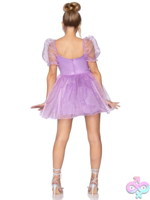 Frosted Organza Babydoll Dress Ruffled Sweetheart Neckline And Puff Sleeves