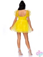 Frosted Organza Babydoll Dress Ruffled Sweetheart Neckline and Puff Sleeves
