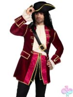 Mens 4 Pc Pirate Captain Costume