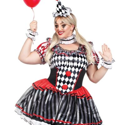 Plus Size PC Darling Harlequin Costume by Leg Avenue — full look front view